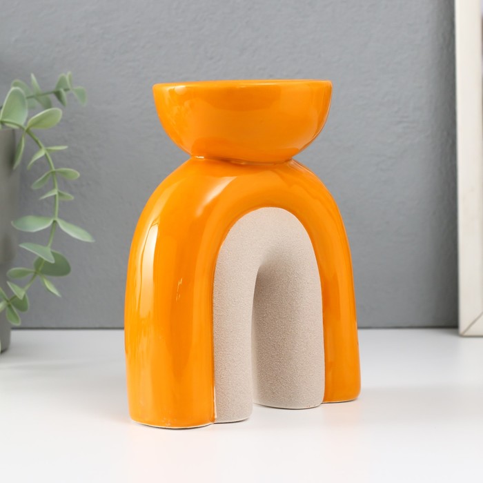 Подсвечник керамика на 1 свечу "Медуза" песочно-оранжевый 11,7х8х15 см