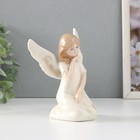 Сувенир керамика "Девочка-ангел в белом платье с узорами сидит" 10х7х13 см - Фото 4