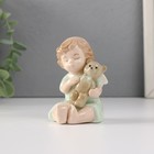 Сувенир керамика "Малышка-ангел с мягким медвежонком" 5,5х5х8,5 см - фото 3464581