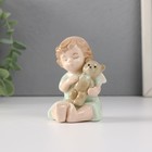 Фигурка керамика «Малышка-ангел с мягким медвежонком», 5.5×5×8.5 см - Фото 1