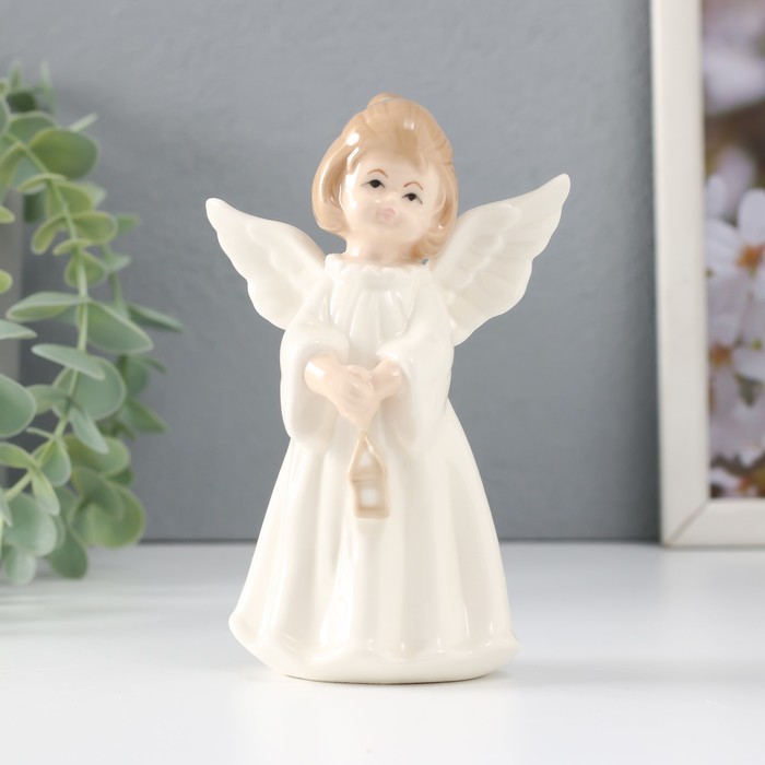 Сувенир керамика "Девочка-ангел с фонариком" 8,5х5,3х12,5 см - Фото 1