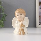 Сувенир керамика "Малыш-ангел с щенком молится" 7,5х6х8,8 см - фото 3464585