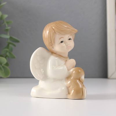Фигурка керамика «Малыш-ангел с щенком молится», 7.5×6×8.8 см