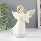 Сувенир керамика "Девочка-ангел в платье с клеткой с сердцем" 9х7х12 см - фото 321218856