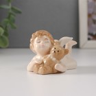Сувенир керамика "Малышка-ангел лежит с медвежонком" 8,5х4,8х5 см - Фото 1