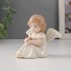 Сувенир керамика "Девочка-ангел в белом платье с рюшами сидит" 7,5х5,5х6,5 см - Фото 2