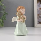 Сувенир керамика "Малышка-ангел в зелёном платье с медвежонком" 5х4х9 см - Фото 4