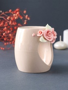 Аромалампа для эфирных масел «Сердце с розами», керамика, бежевая, 8×8×9 см - Фото 2