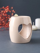 Аромалампа для эфирных масел «Сердце с розами», керамика, бежевая, 8×8×9 см - Фото 3