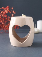 Аромалампа для эфирных масел «Сердце с розами», керамика, бежевая, 8×8×9 см - Фото 4