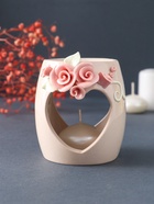 Аромалампа для эфирных масел «Сердце с розами», керамика, бежевая, 8×8×9 см - Фото 5