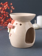 Аромалампа для эфирных масел «Розовые розы с листиками», керамика, бежевая, 7.5×7.5×9 см - Фото 3