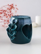 Аромалампа для эфирных масел «Сердце с листиками», керамика, бело-синяя, 8.5×7.5×9 см - Фото 1