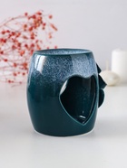 Аромалампа для эфирных масел «Сердце с листиками», керамика, бело-синяя, 8.5×7.5×9 см - Фото 3