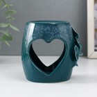 Аромалампа керамика "Сердце с листиками" бело-синяя 8,5х7,5х9 см - Фото 4