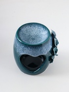 Аромалампа для эфирных масел «Сердце с листиками», керамика, бело-синяя, 8.5×7.5×9 см - Фото 6