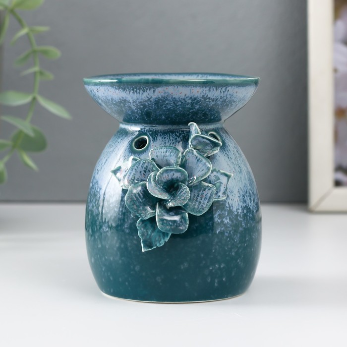 Аромалампа керамика "Полевой цветок" бело-синяя 7,5х7,5х9,3 см