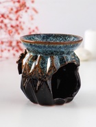 Аромалампа для эфирных масел «Узоры и рельеф», керамика, коричневая, 8×8×8.4 см - Фото 3