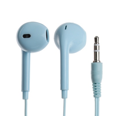 Наушники U19, проводные, вкладыши, Jack 3.5 мм, кабель 1 м, синие