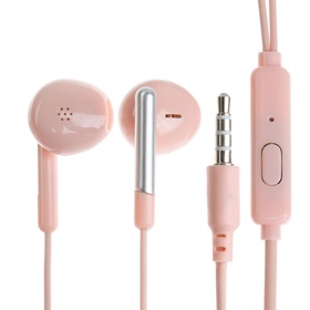 Наушники R-8, проводные, вкладыши, микрофон, 1 м, Jack 3.5 мм, розовые