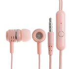 Наушники CB-52, проводные, вакуумные, микрофон, 1 м, Jack 3.5 мм, розовые - фото 3359624