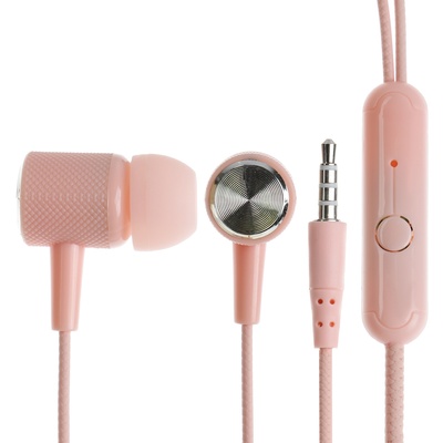 Наушники CB-51, проводные, вакуумные, микрофон, 1 м, Jack 3.5 мм, розовые