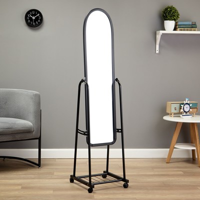 Зеркало напольное «Клик Мебель» Basic, на колёсиках, 310×1600 мм, цвет чёрный