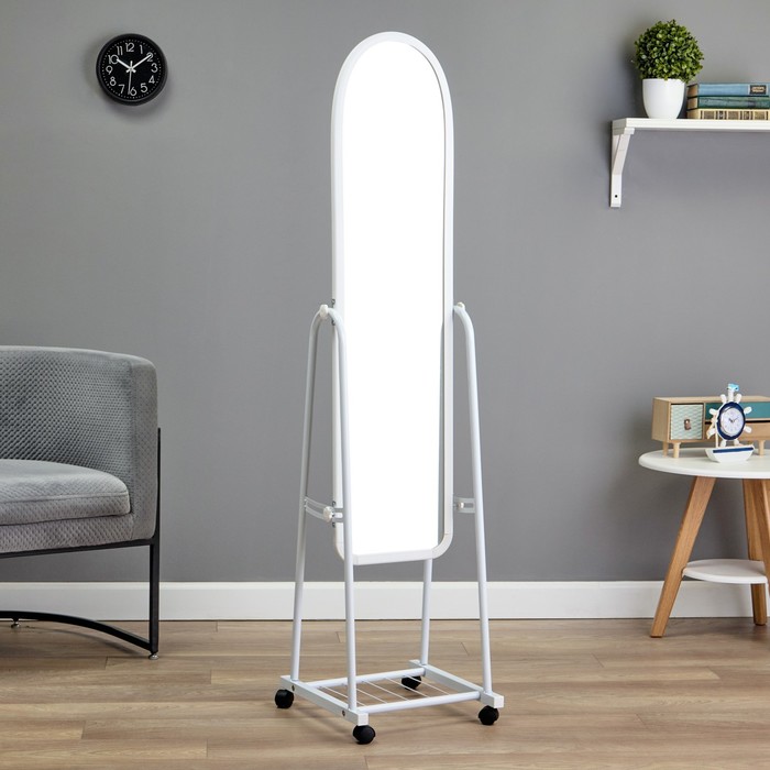 Зеркало напольное «Клик Мебель» Basic, на колёсиках, 310×1600 мм, цвет белый - Фото 1