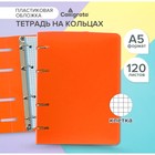 Тетрадь на кольцах Calligrata A5, 120 листов, в клетку, пластиковая обложка, блок офсет, оранжевая - Фото 1