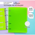 Тетрадь на кольцах Calligrata A5, 120 листов, в клетку, пластиковая обложка, блок офсет, салатовая - Фото 1