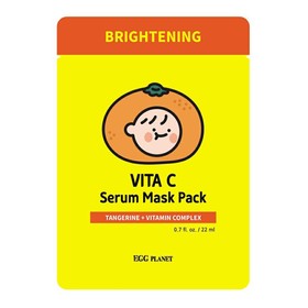 Маска для лица тканевая Daeng Gi Meo Ri Egg Planet Vita C Serum Mask Pack, осветляющая, с экстрактом зелёного мандарина, 22мл