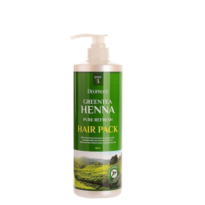 Маска для волос с зеленым чаем и хной DEOPROCE GREENTEA HENNA 1000мл - Фото 1