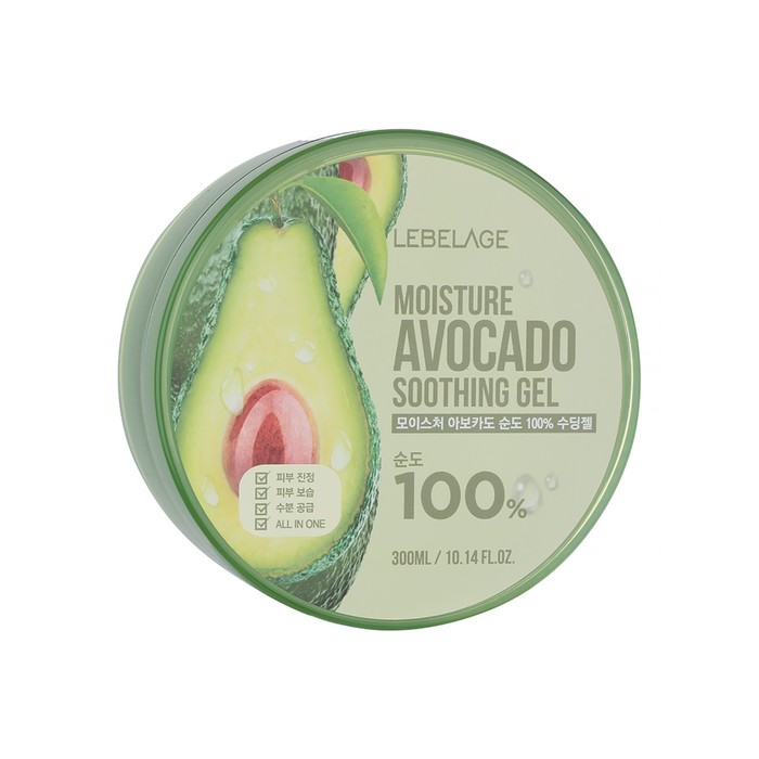 Гель для лица и тела Lebelage Moisture Avocado 100% Soothing Gel, 300 мл - Фото 1