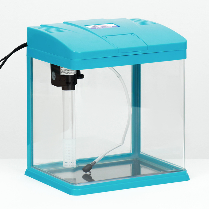 Аквариум SeaStar HX-240ZF в комплекте: LED-лампа двухцветная, фильтр 200 л/ч, 12 л, голубой - Фото 1