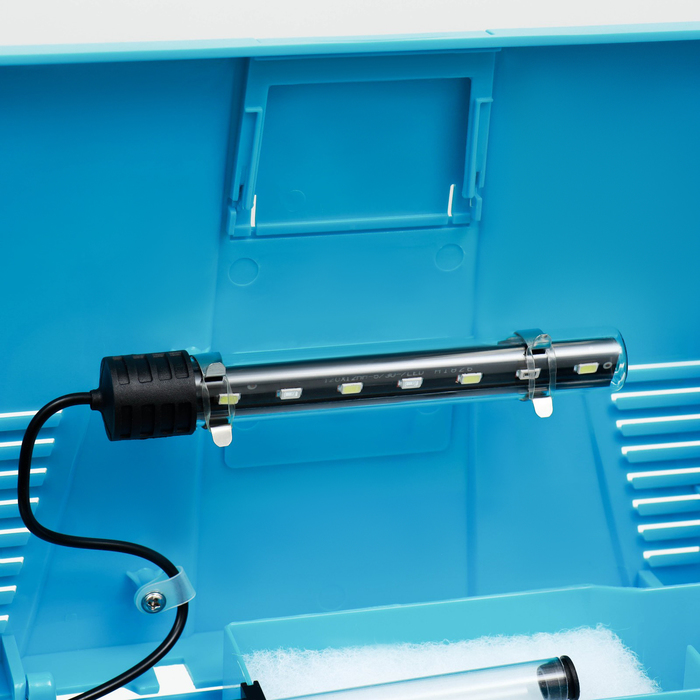 Аквариум SeaStar HX-240ZF в комплекте: LED-лампа двухцветная, фильтр 200 л/ч, 12 л, голубой   993359