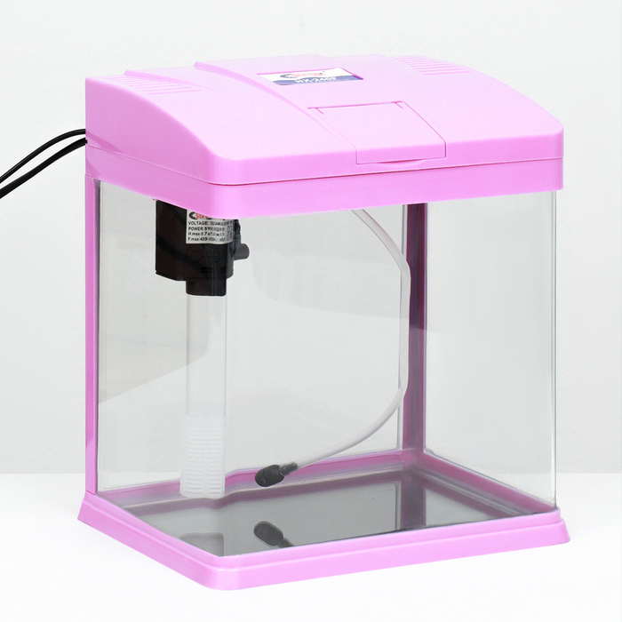 Аквариум SeaStar HX-240F, 10 л, в комплекте: LED-лампа, фильтр, розовый - Фото 1