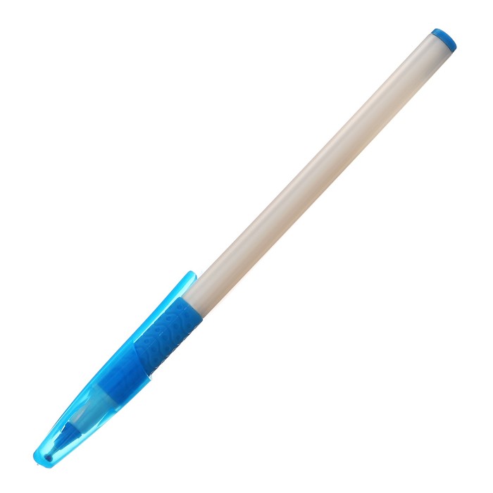 Набор шариковых ручек 12 штук, 0,7мм, корпус белый с резиновым держателем, чернила синие, МИКС