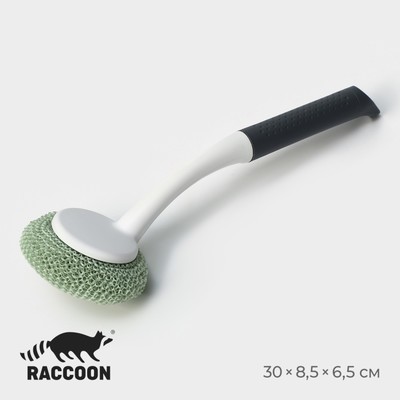 Щётка для мытья посуды с пластиковой губкой Raccoon Breeze, удобная ручка, 30×6 см