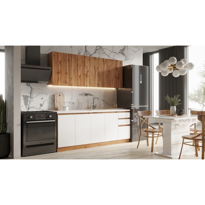 Кухонный гарнитур Венера 2000, Дуб вотан/Белый софт - Фото 1