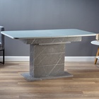 Стол обеденный на одной ножке раскладной, 124(154)х75х76, ЛДСП 22мм+закаленое стекло, Серый - фото 23820667