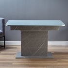 Стол обеденный на одной ножке раскладной, 124(154)х75х76, ЛДСП 22мм+закаленое стекло, Серый - фото 23882695