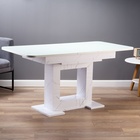 Стол кухонный на одной ножке раскладной, 124(154)х75х76, ЛДСП 22мм+закаленое стекло, Белый - Фото 2