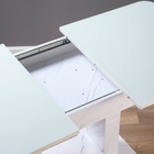 Стол кухонный на одной ножке раскладной, 124(154)х75х76, ЛДСП 22мм+закаленое стекло, Белый - Фото 4