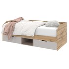 Диван-кровать, 900×2000 мм, 2 ящика, цвет дуб вотан / кашемир серый / глиняный серый - фото 110022907