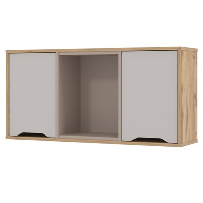 Полка настенная для детской «Модена», 1022×269×490 мм, цвет дуб вотан/кашемир серый/глиняный серый