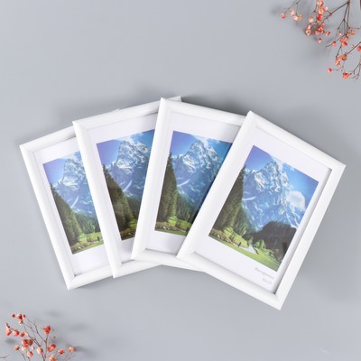 Набор фоторамок для фото 10×15 см «Радуга», 4 шт., белый, (пластиковый экран)