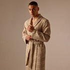 Халат вафельный мужской SL HOME: Chess «Саббиа», размер M, хлопок 100%, коричневый - Фото 2