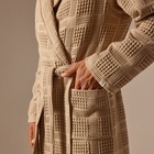 Халат вафельный мужской SL HOME: Chess «Саббиа», размер M, хлопок 100%, коричневый - Фото 7