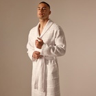 Халат вафельный мужской SL HOME: Chess «Блан де Блан», размер L, хлопок 100%, белый - Фото 4