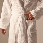 Халат вафельный мужской SL HOME: Chess «Блан де Блан», размер L, хлопок 100%, белый - Фото 6